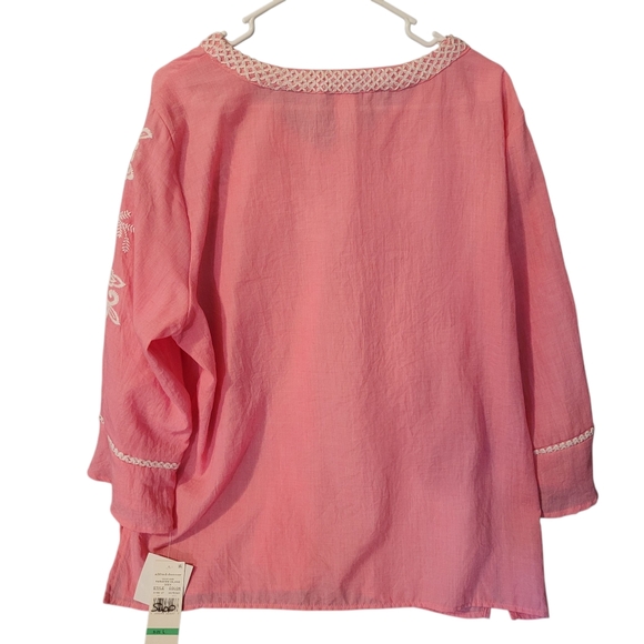 NWT Alfred Dunner Paradise Island pink embroidered top- L. U89 - Picture 9 of 9